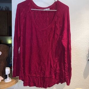 Dex Long Sleeve Scoop Neck Knit Top - Raspberry Pink